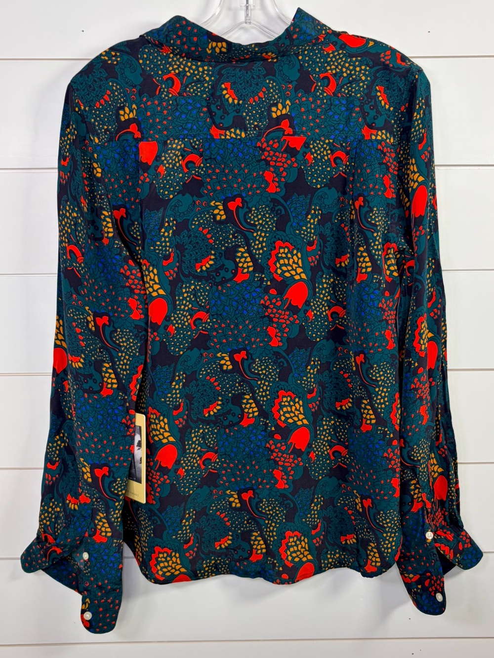 Trovata Birds of Paradis Jacquelin Button Down Shirt Teal NWT Medium MSRP $298 - Picture 9 of 15